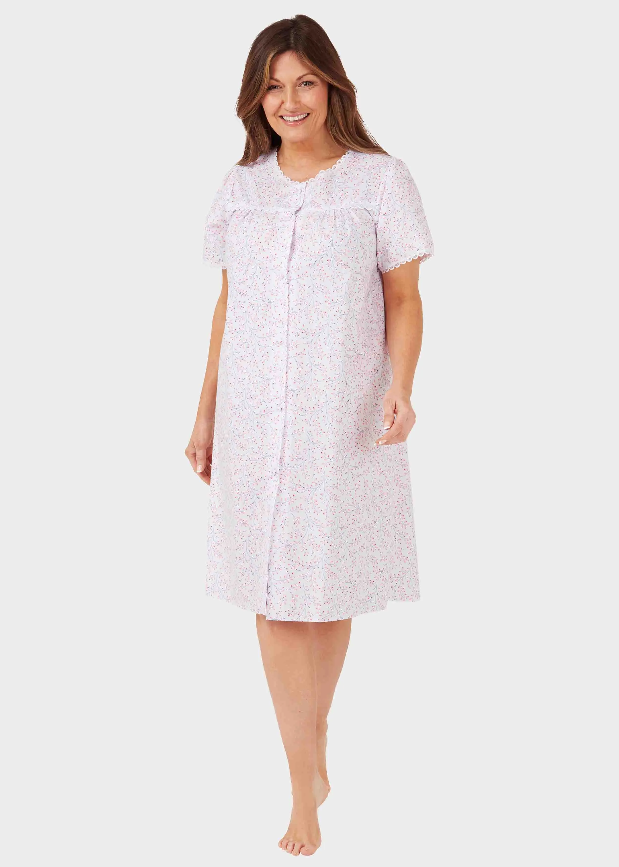 2 Pack Short Sleeve VELCRO® Brand Front Opening Nightdresses Bundle