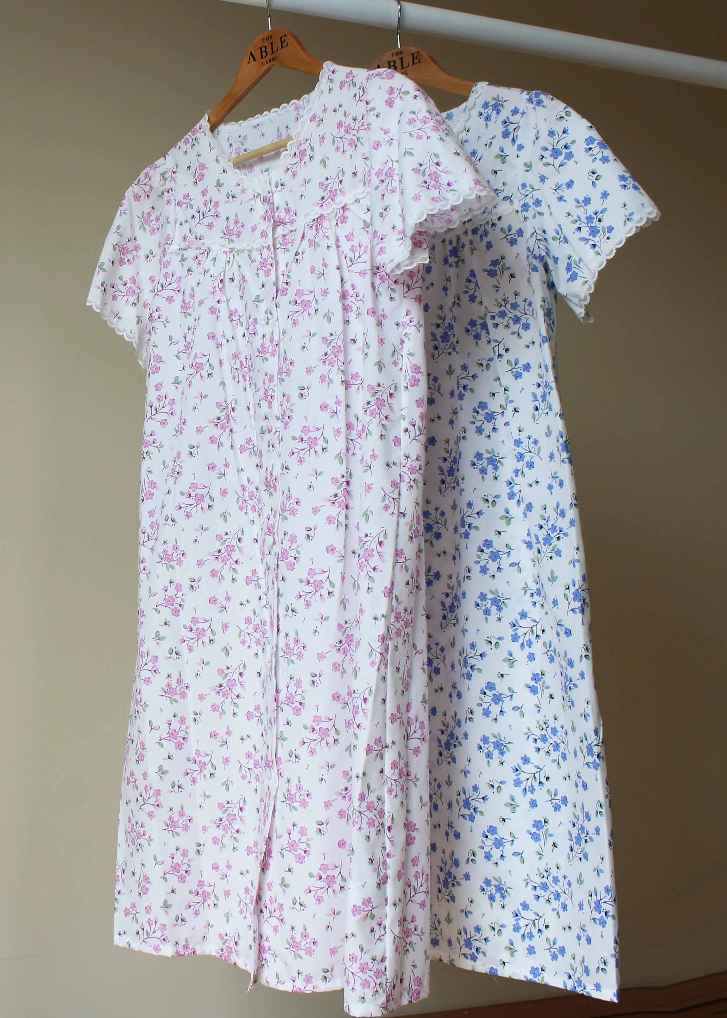 2 Pack Short Sleeve VELCRO® Brand Front Opening Nightdresses Bundle