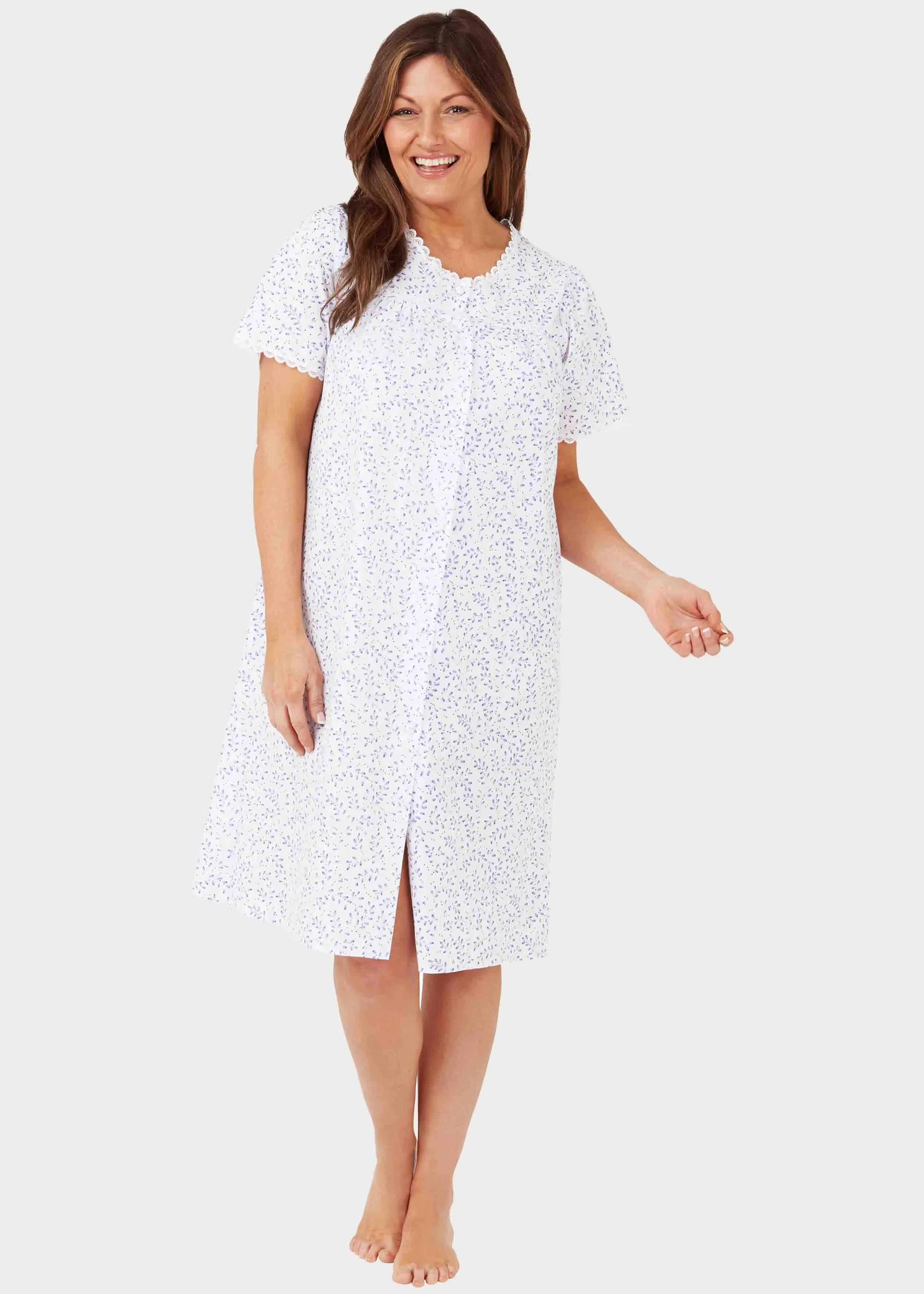 2 Pack Short Sleeve VELCRO® Brand Front Opening Nightdresses Bundle