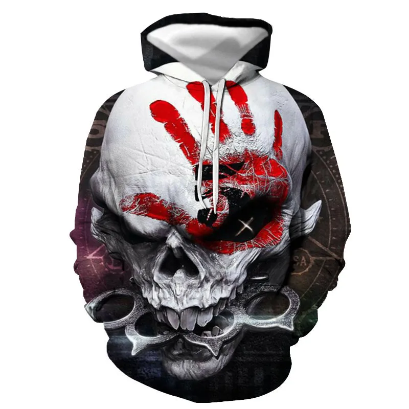 3D PRINT HOODIE WITH SMOKING SKULL PRINT