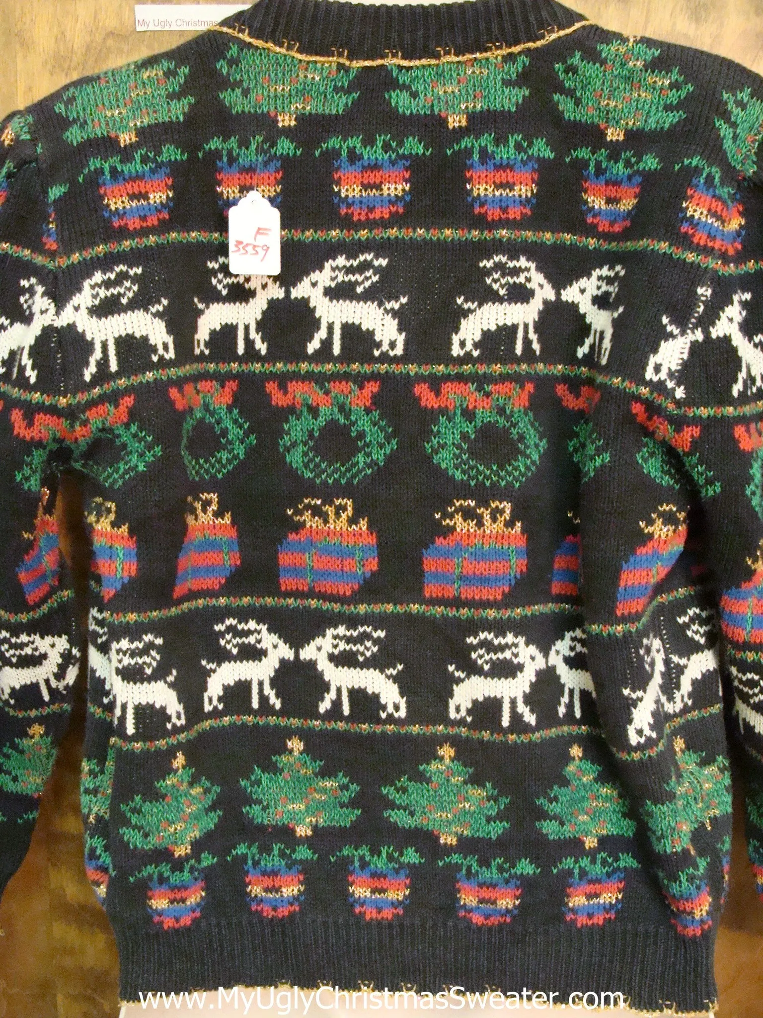 Amazing Reindeer and Wreath Ugly Christmas Sweater Cardigan