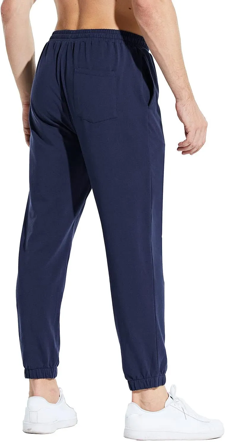 baleaf Men's 27" Cotton Sweatpants Sports Running Hiking Joggers Pants Lightweight Lounge Pocketed Pajamas 7/8 Length