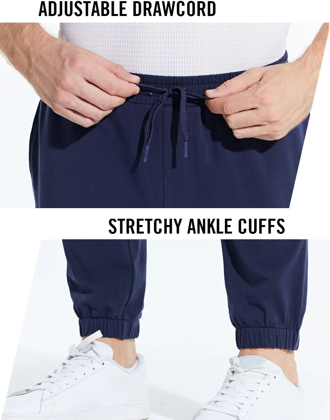 baleaf Men's 27" Cotton Sweatpants Sports Running Hiking Joggers Pants Lightweight Lounge Pocketed Pajamas 7/8 Length
