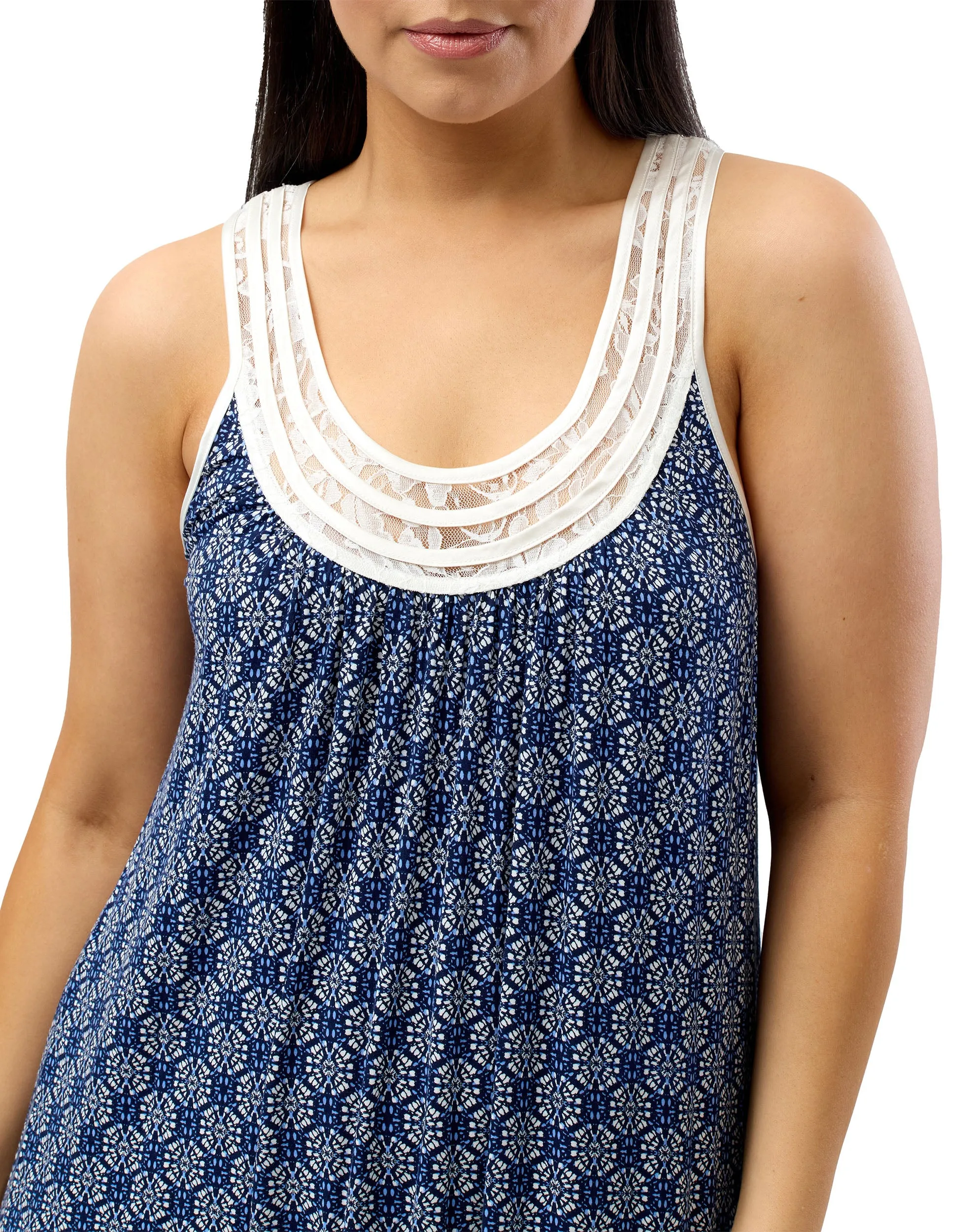 Batik Sleeveless Lace Nightdress Navy