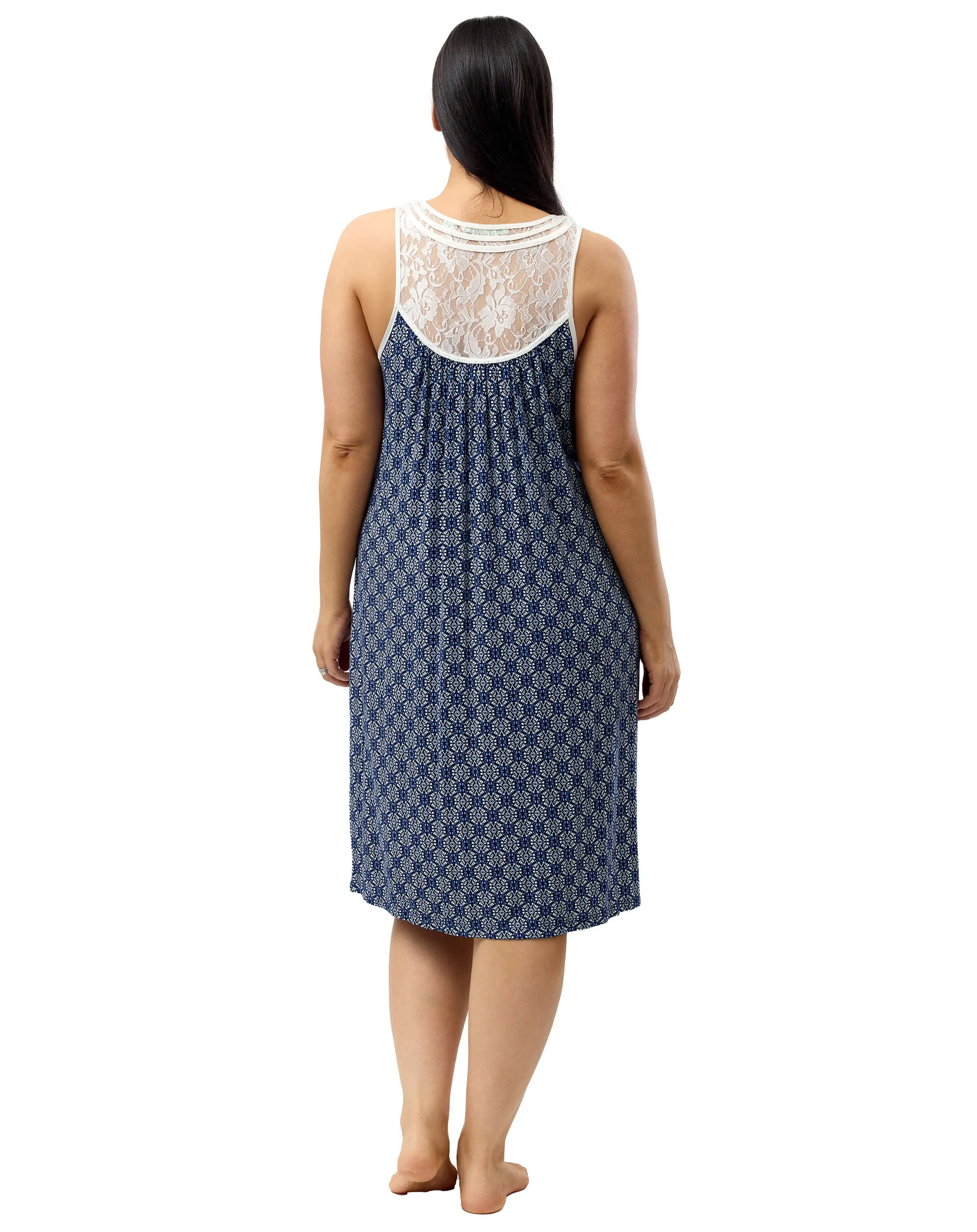 Batik Sleeveless Lace Nightdress Navy