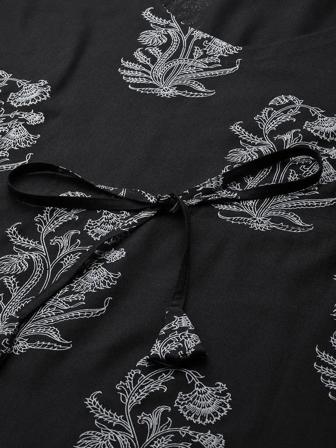Black Printed Cotton Nightdress