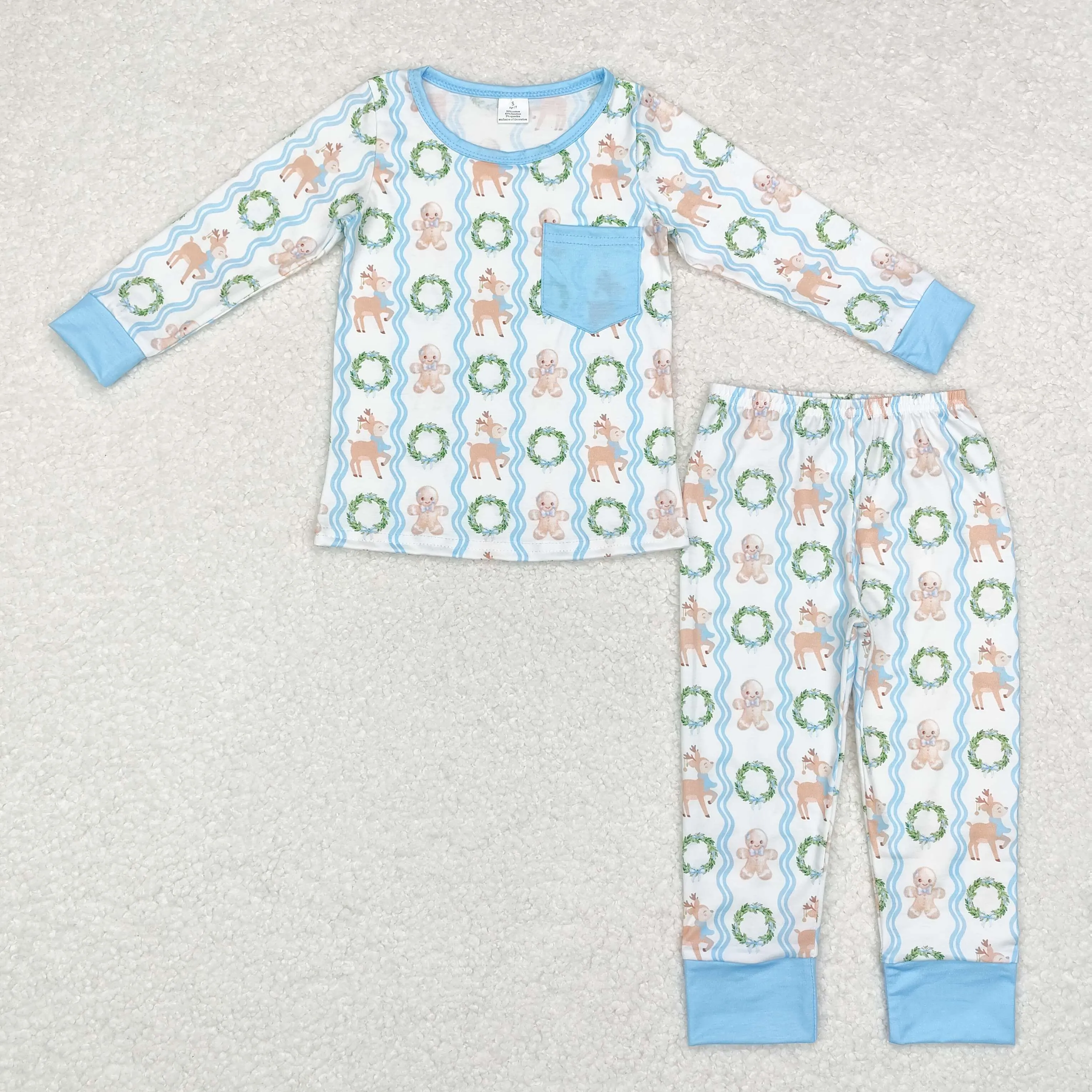 BLP0483   Bamboo  toddler boy clothes elk boy christmas pajamas outfit