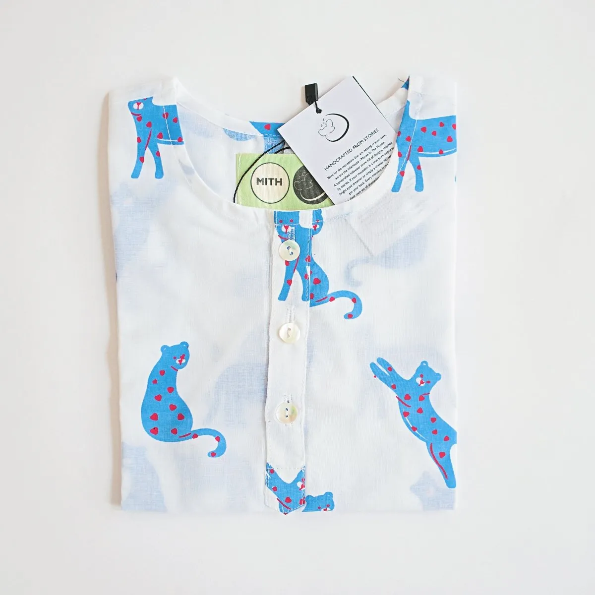 Blue Panther- Unisex Kids Cotton Nightwear