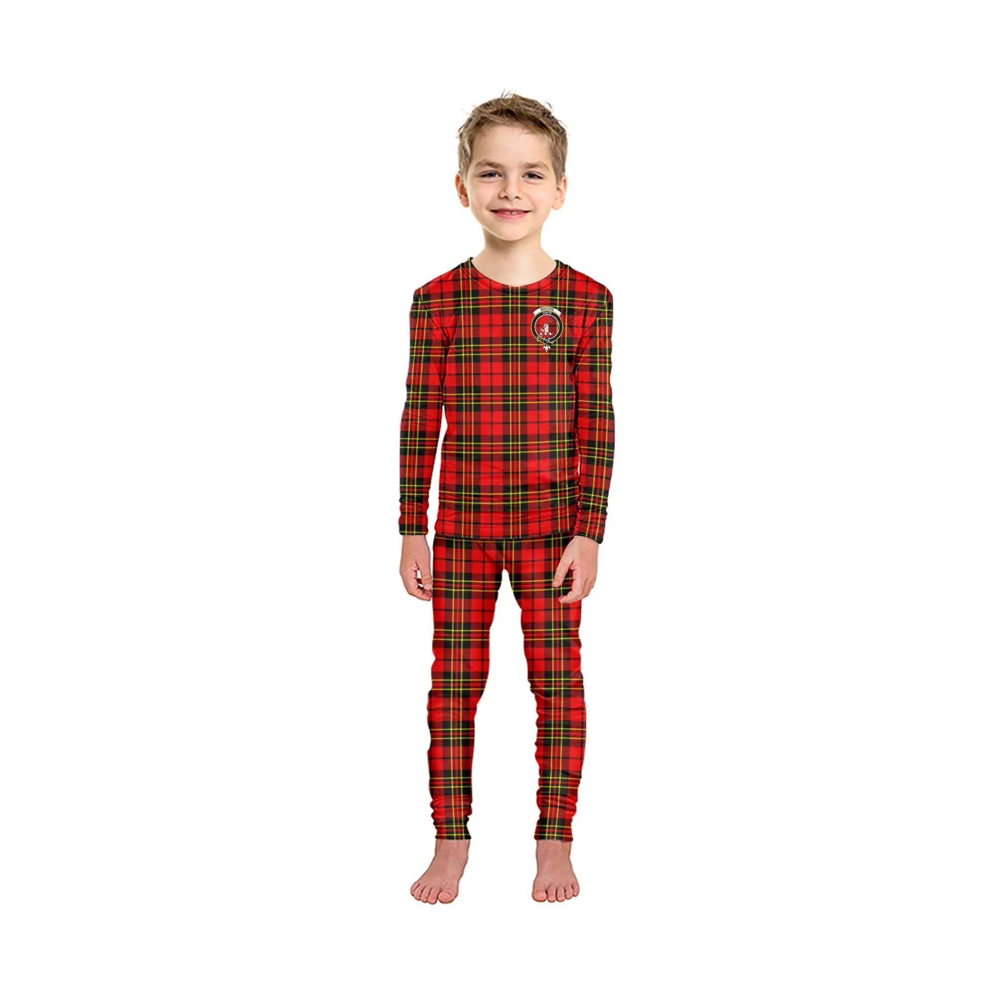 Brodie Modern Tartan Pajamas Family Set with Family Crest