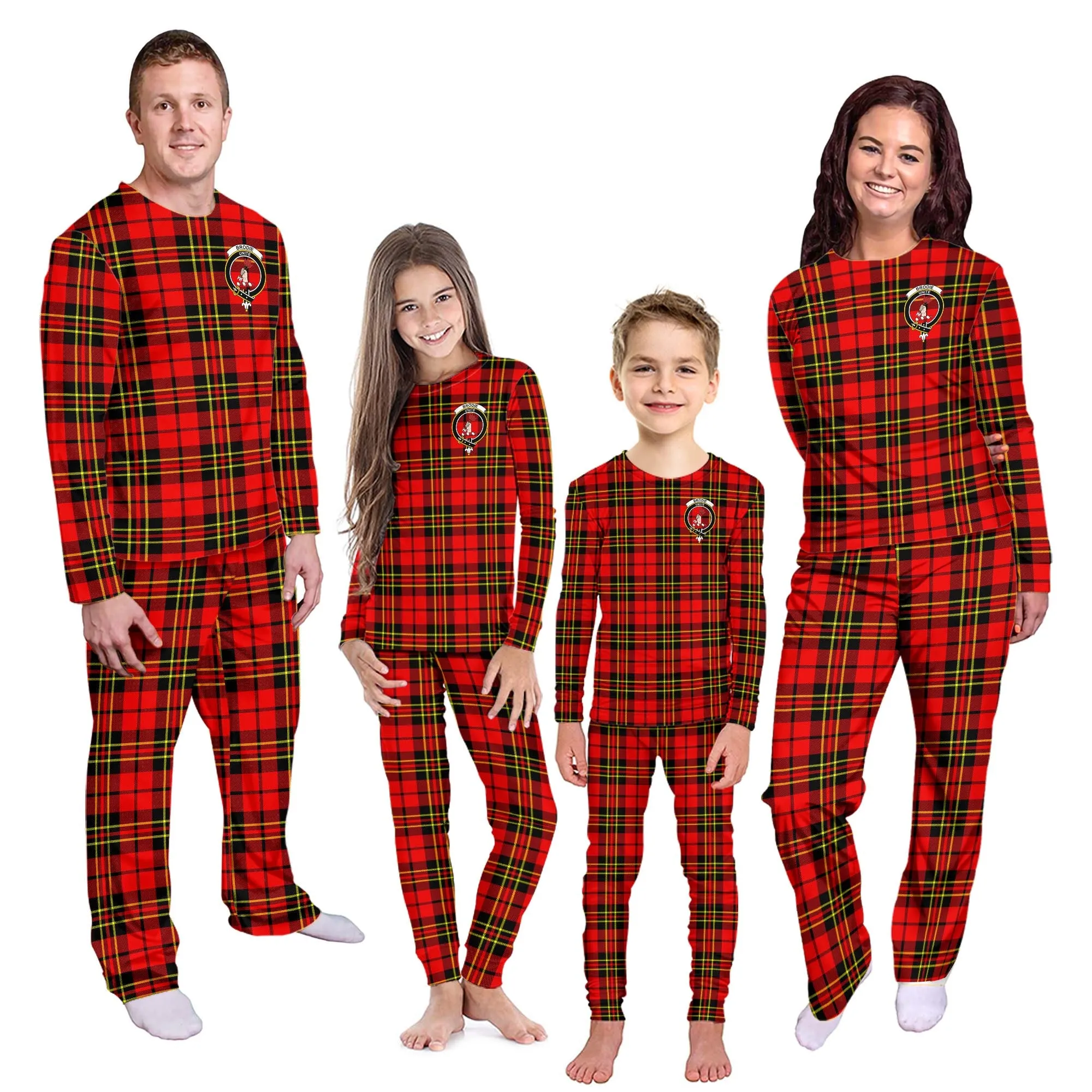 Brodie Modern Tartan Pajamas Family Set with Family Crest