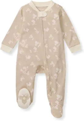 Burt's Bees Baby Girls' Organic Cotton Sleep and Play Footed Pajamas, One-piece Zip Front Romper, Baby Essentials
