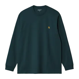Carhartt WIP L/S Chase T-Shirt - Duck Blue / Gold