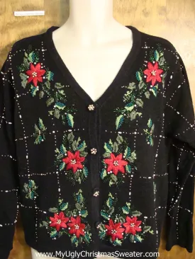 Cheap Poinsettia Themed Ugly Christmas Sweater