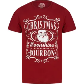 Christmas Bourbon Mens Christmas Short Sleeve Top - Red
