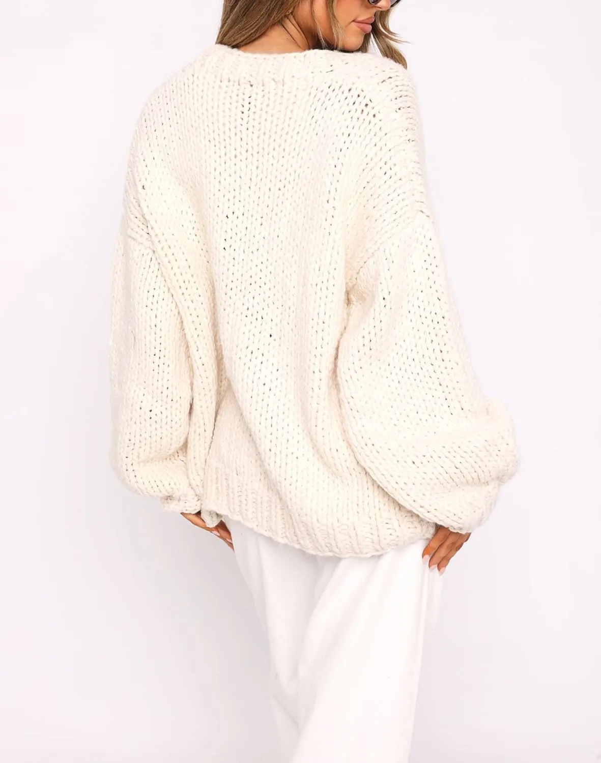 Chunky Cropped Cardigan for Women Open Front Long Sleeve Cable Knit Oversized Sweater Cute Cardigans for Teen Girls