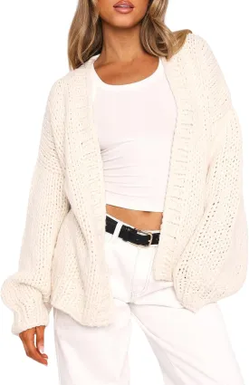 Chunky Cropped Cardigan for Women Open Front Long Sleeve Cable Knit Oversized Sweater Cute Cardigans for Teen Girls