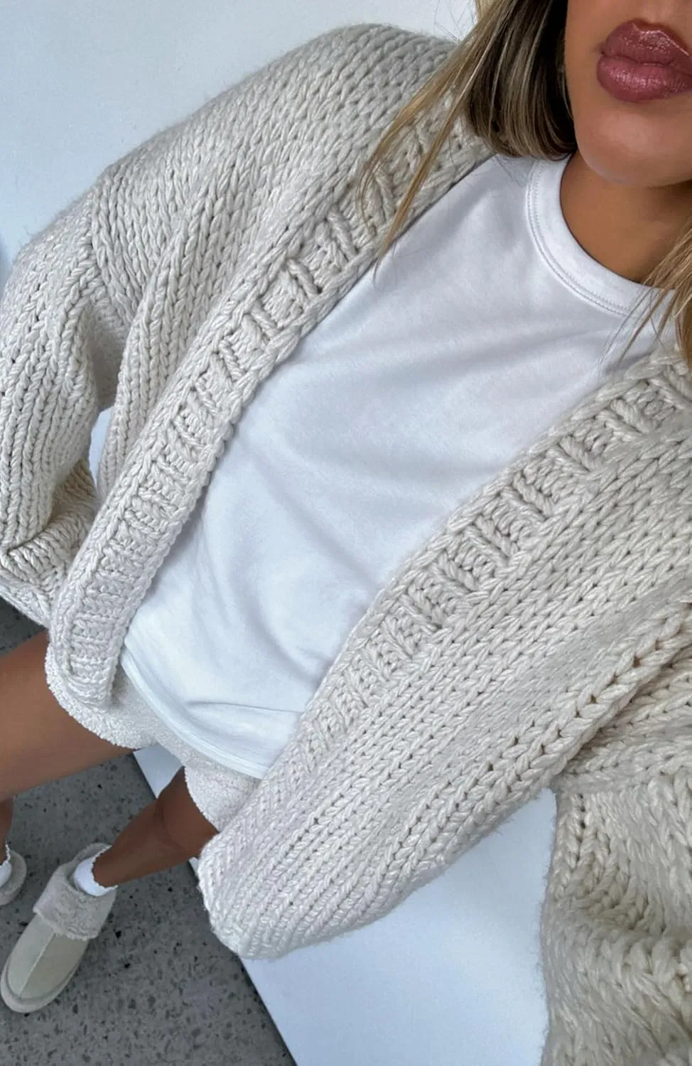 Chunky Cropped Cardigan for Women Open Front Long Sleeve Cable Knit Oversized Sweater Cute Cardigans for Teen Girls
