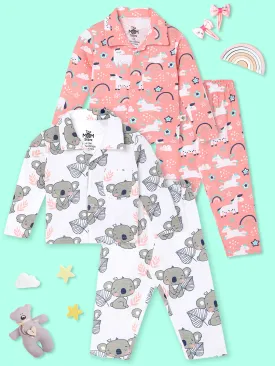 Combo of 2 Baby Pajama Sets - Baby Koala & Magical Unicorn