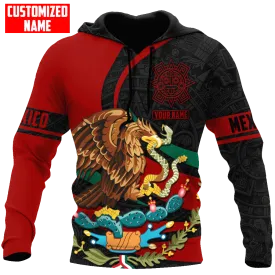 Custom Name Mexico Aztec Coat Of Arms Shirts, Mexico Hoodies 3D All Over Print