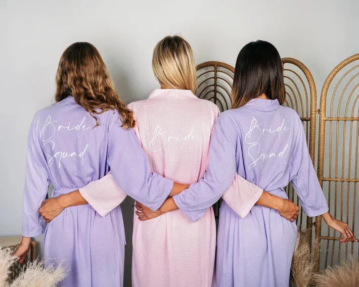 Custom Waffled Knit Wedding Cotton robes for Bachelorette Party - Vinyl Alfresco