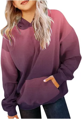 Cute Hoodies For Girls Oversized Long Sleeve Sweatshirt Gradient Teen Girls Pullover Tops 2-13 Years