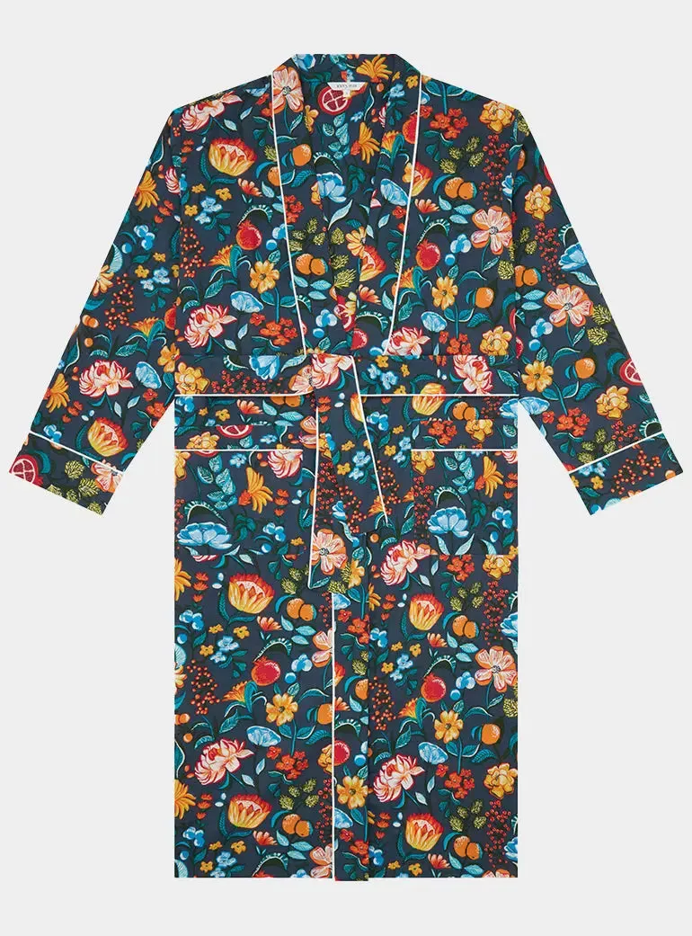 Florals on Navy Organic Cotton Robe