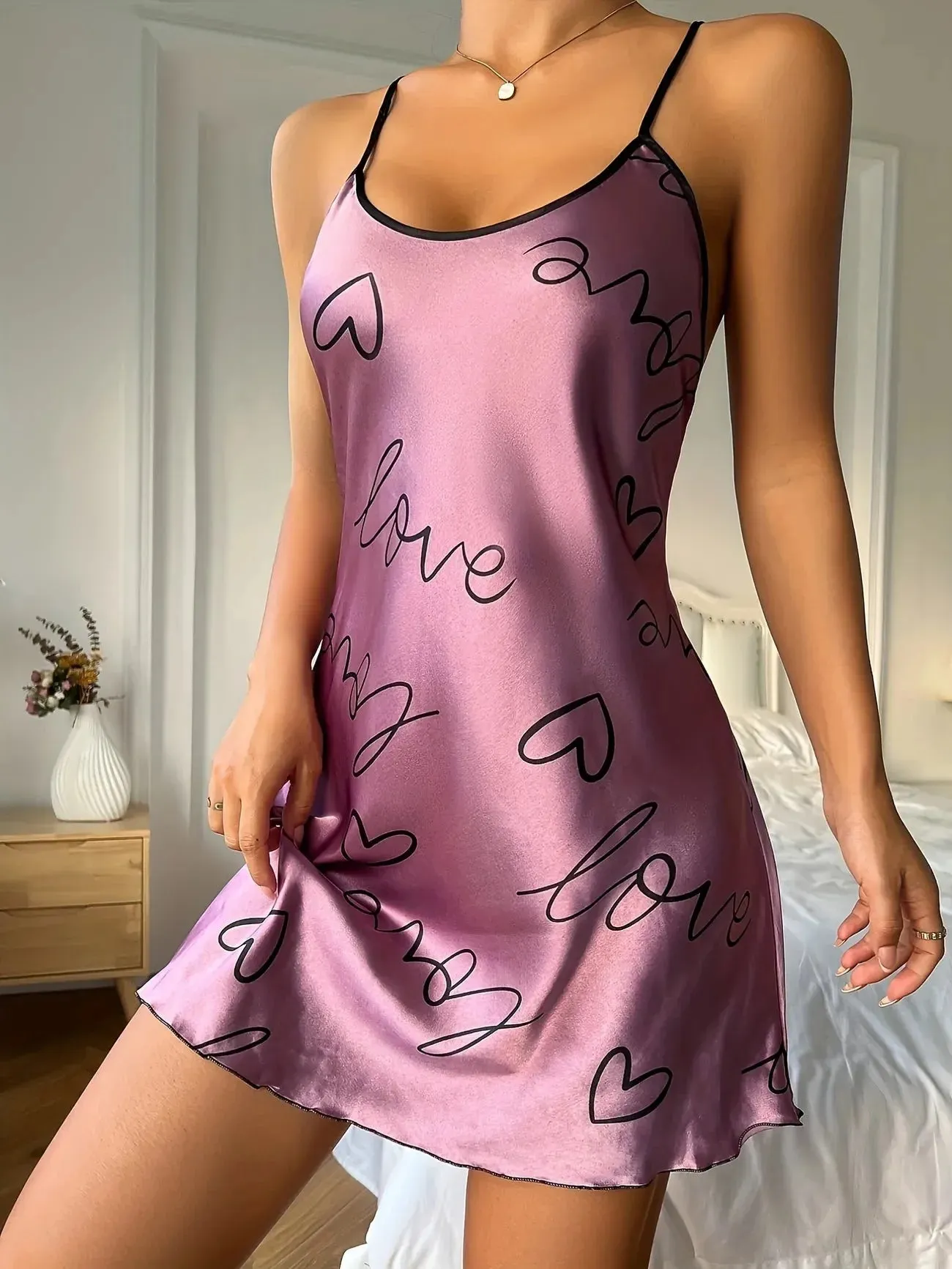 Flytonn- Love Heart Print Nightdress