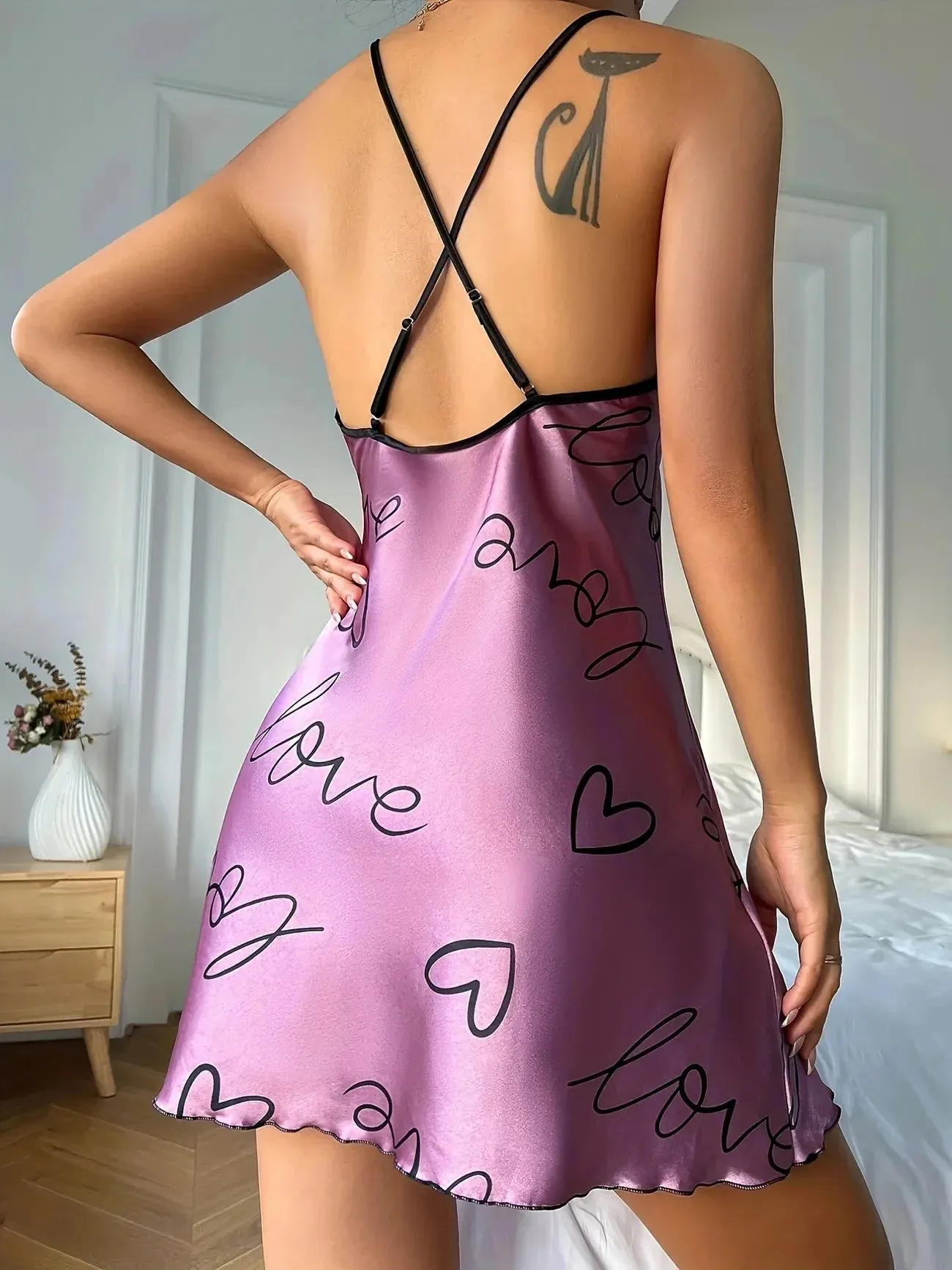 Flytonn- Love Heart Print Nightdress