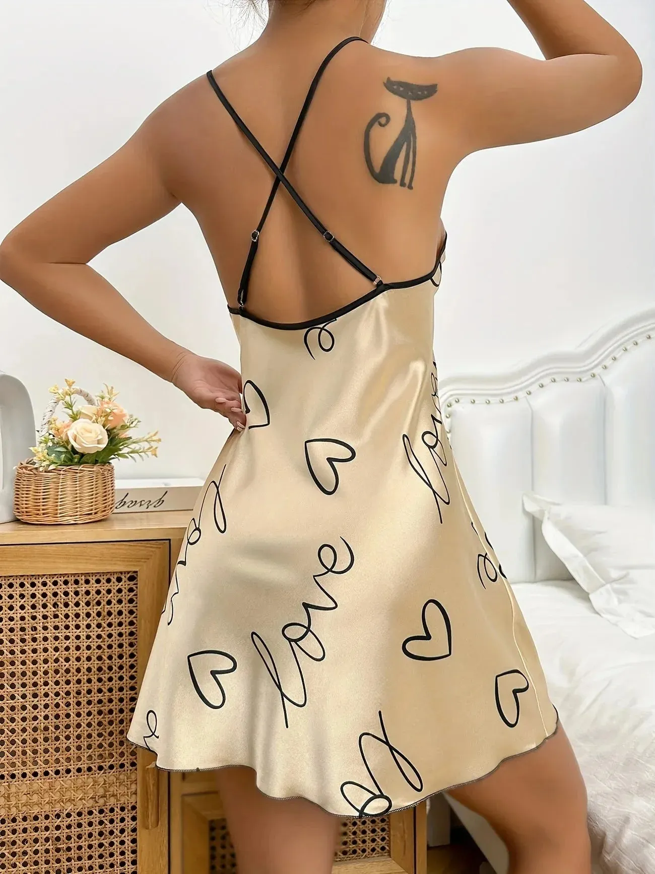 Flytonn- Love Heart Print Nightdress