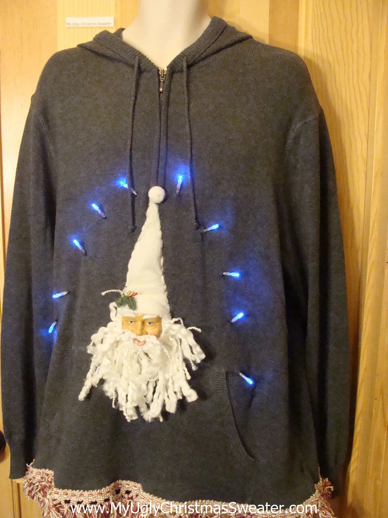 Funny Mens Christmas Sweater with Lights 3D Santa