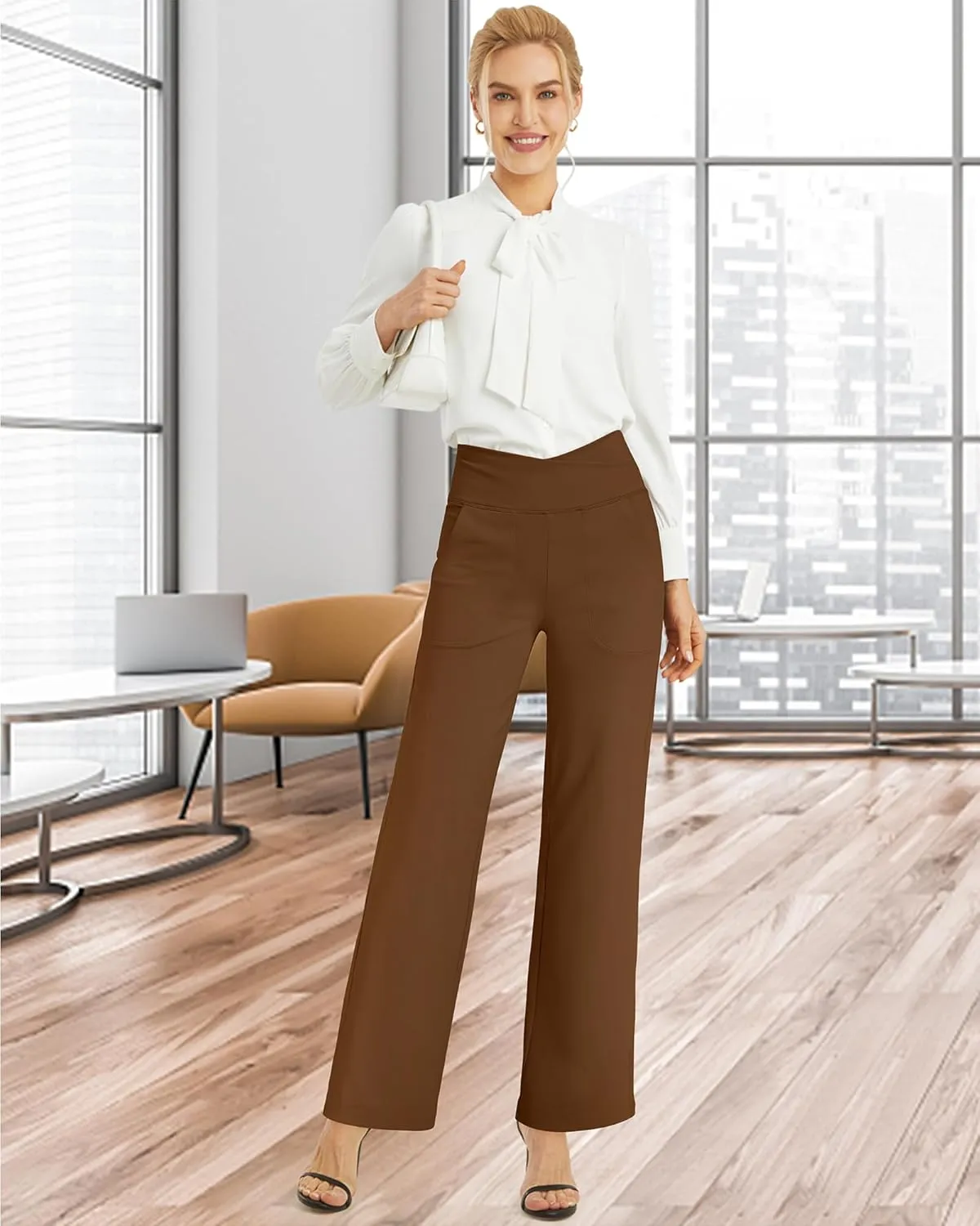 G4Free Wide Leg Pants for Women Loose Yoga Pants with Pockets Petite/Regular/Tall Stretch Casual Lounge Pants