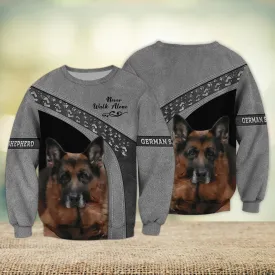 German Shepherd Love Grey Never Walk Alone 3D Full Print Shirts