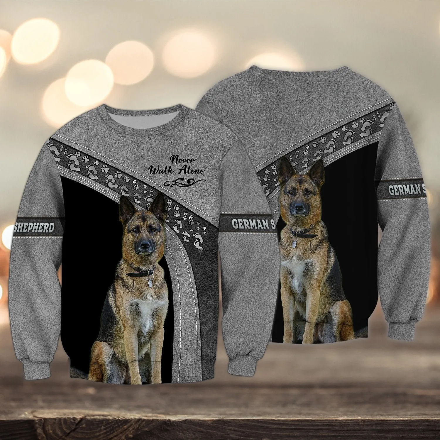 German Shepherd Love Grey Never Walk Alone 3D Full Print Shirts