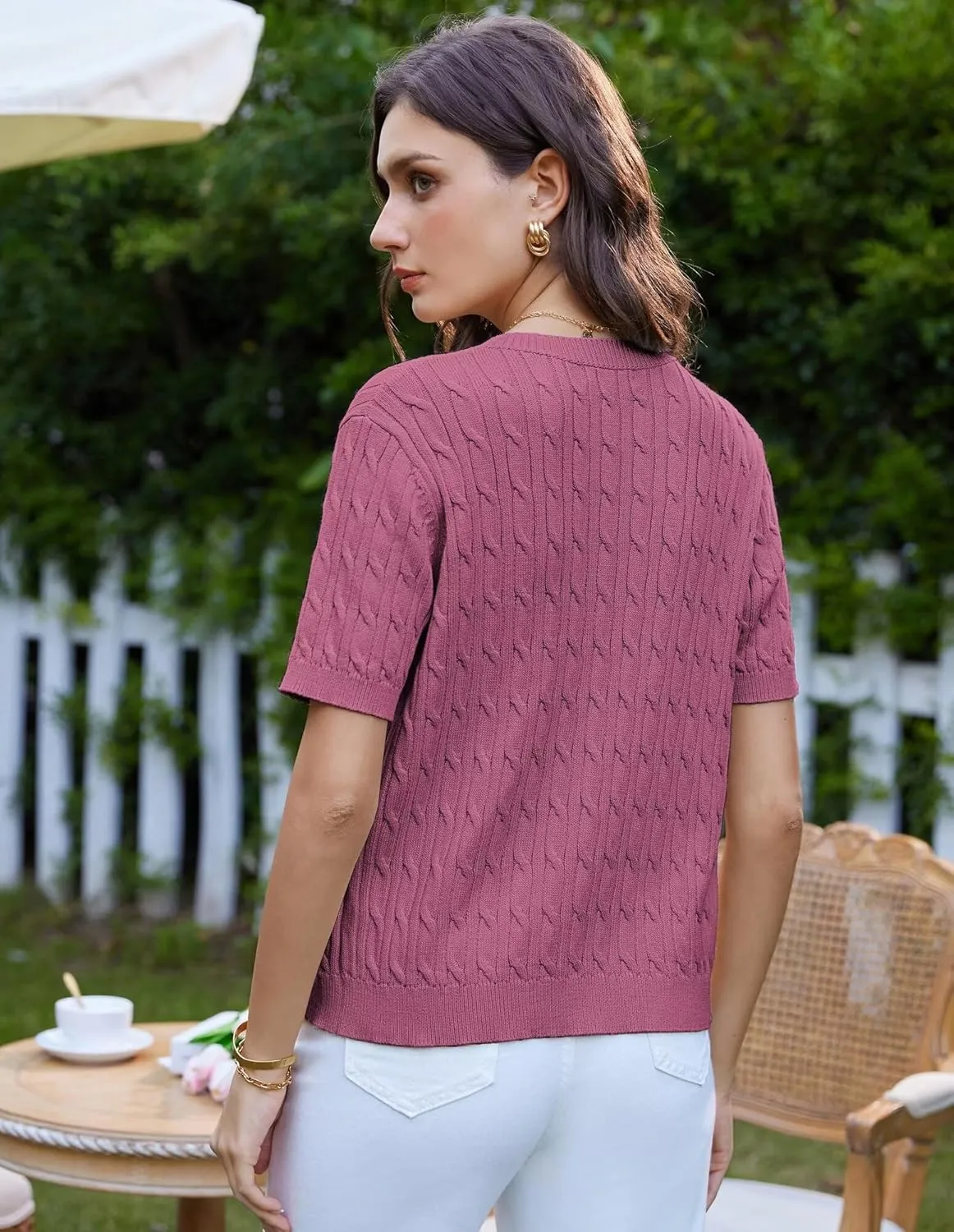 GRACE KARIN Women's Short Sleeve Button Up Summer Cardigan Sweater Y2K Cardigan Jacket (Runs Big, Suggest Size Down)