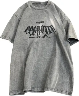 GURUNVANI Men Wash Graphic T Shirts Vintage Oversized Shirt Short Sleeve Tee Tops
