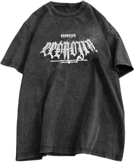 GURUNVANI Men Wash Graphic T Shirts Vintage Oversized Shirt Short Sleeve Tee Tops