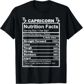 Horoscope Zodiac Sign Astrology Nutrition Facts Capricorn T-Shirt