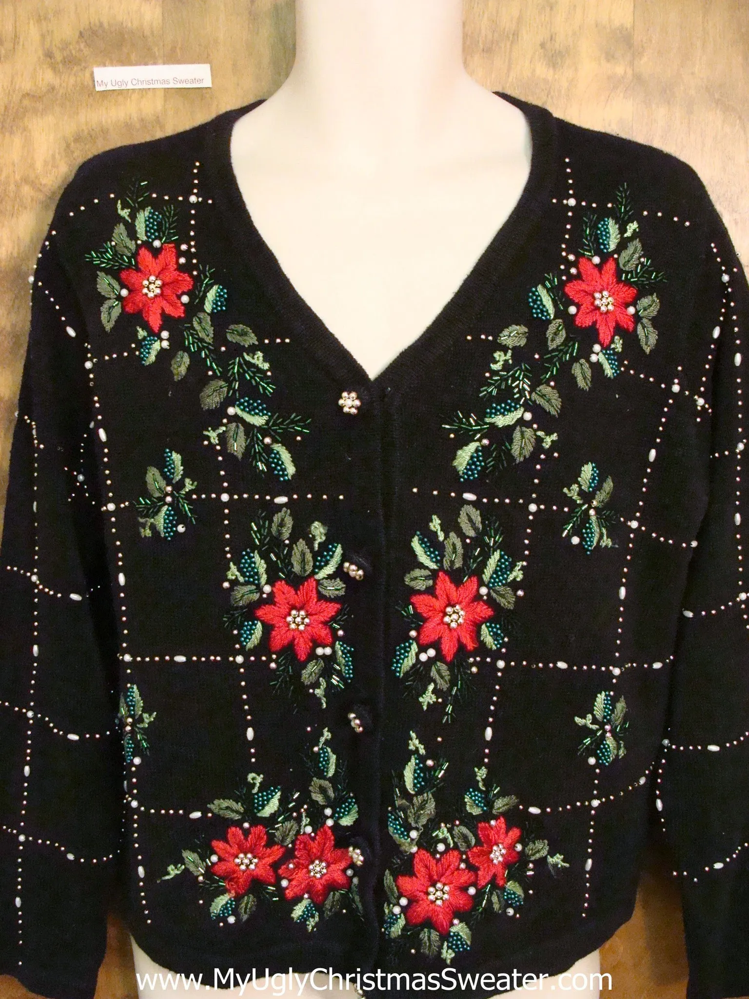 Horrible Poinsettias Cheap Ugly Christmas Sweater