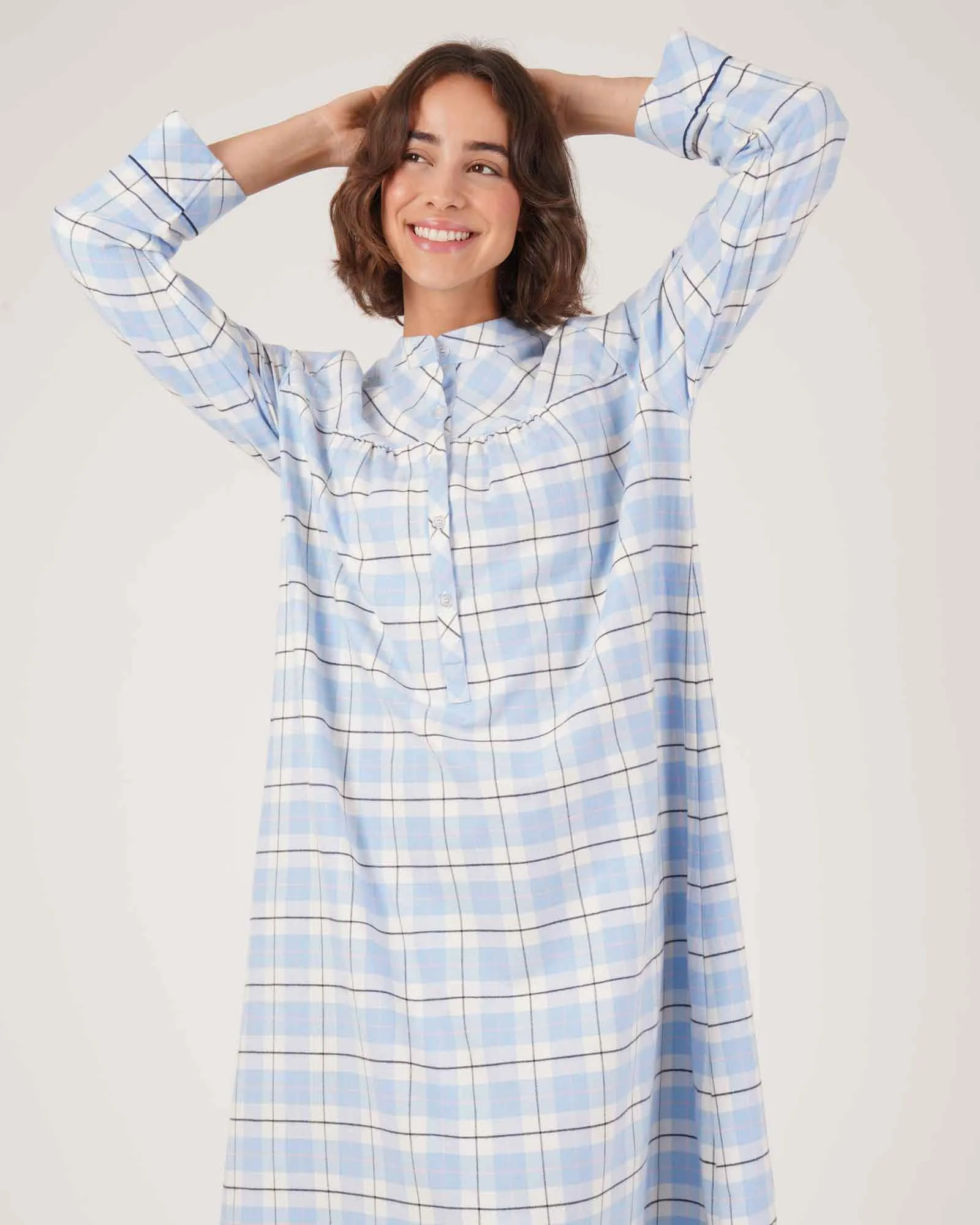 Josephine Brushed Cotton Nightdress - Fulmer Check
