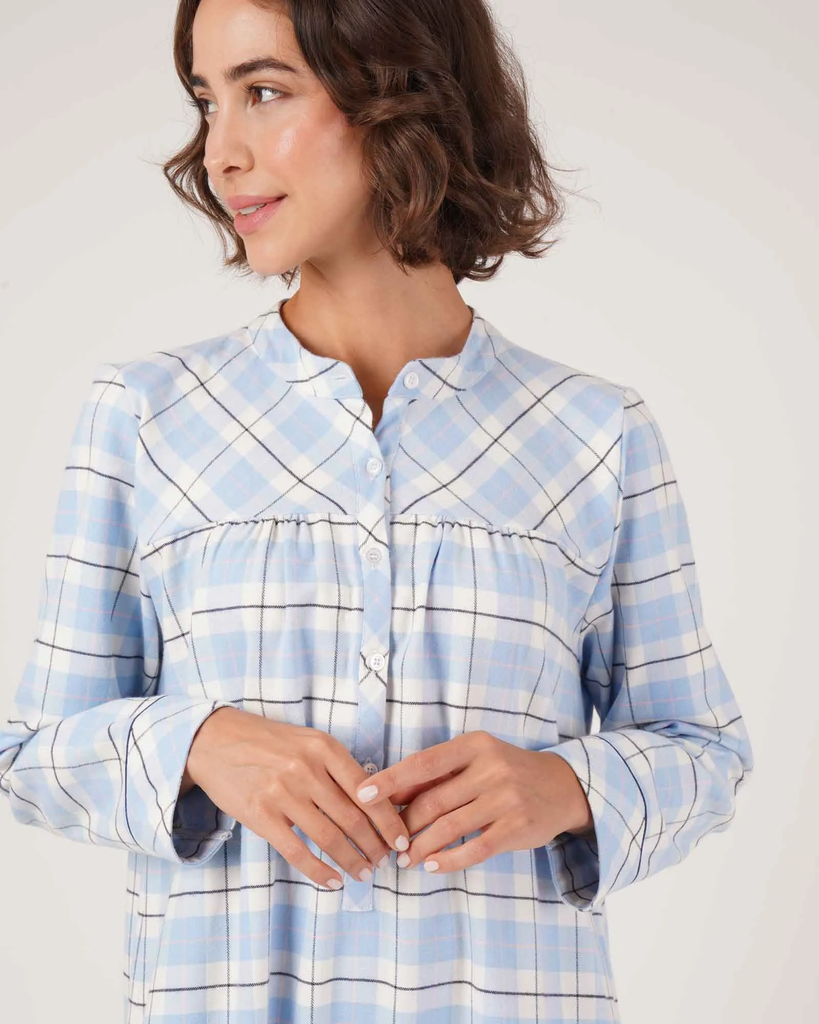 Josephine Brushed Cotton Nightdress - Fulmer Check