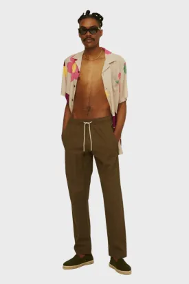 Linen Long Pant in Army