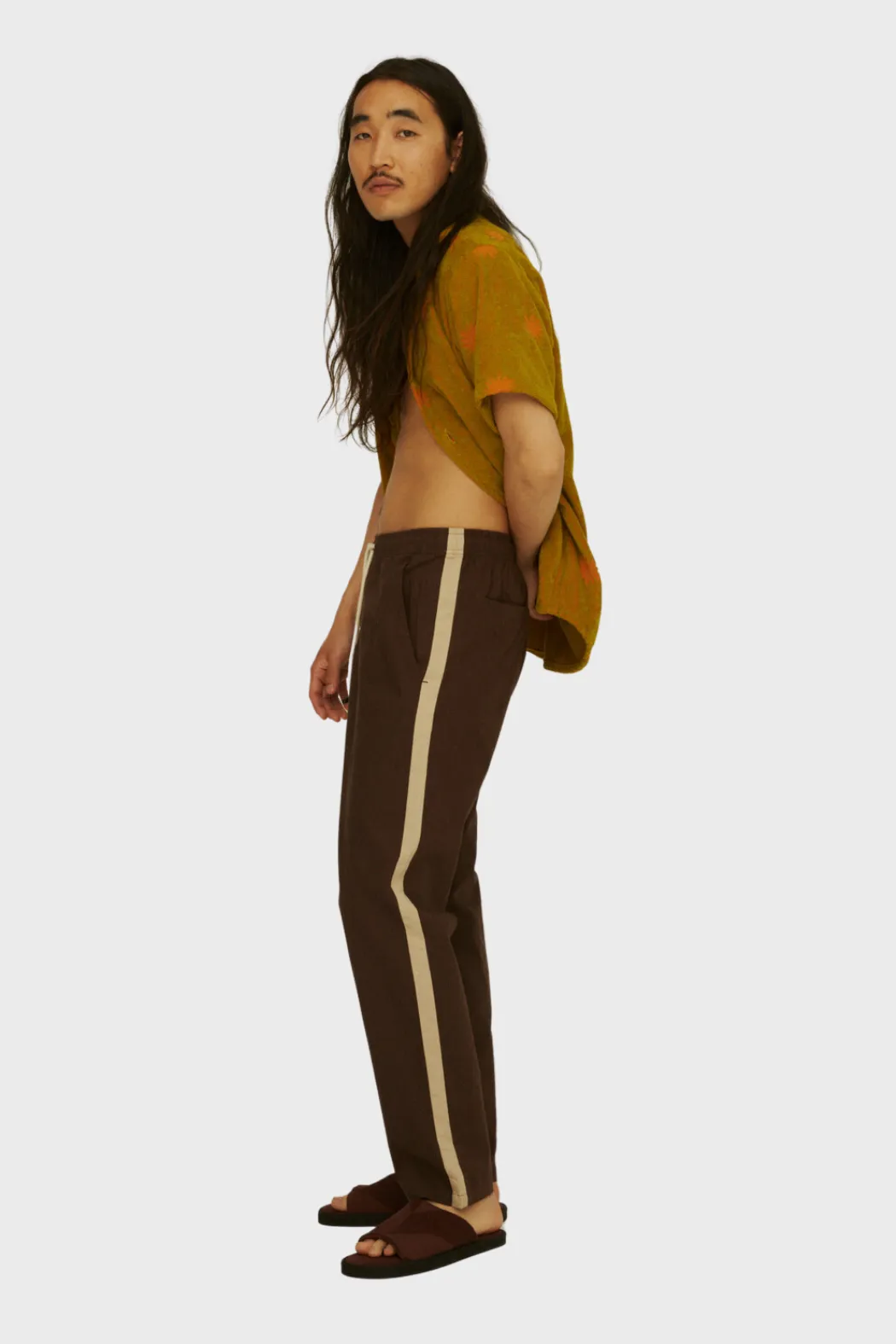 Linen Long Pant in Brown