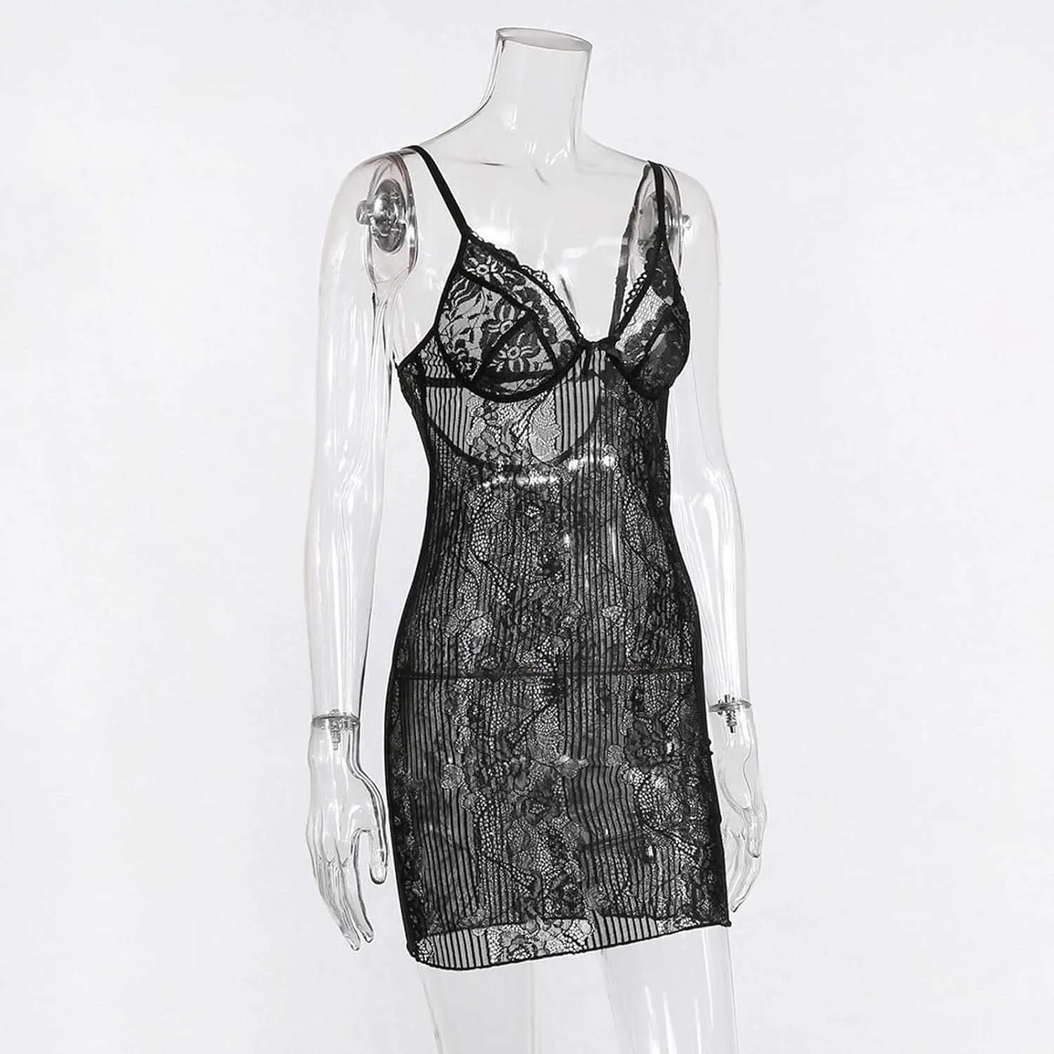 Lingerie Set for Women Bow Tie Lace Edge Sling Dress Jacquard Mesh Lingerie for Women Lace Bodysuit