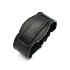 M16S military style 18 mm one piece leather watch strap with wide cuff pad pass through install type