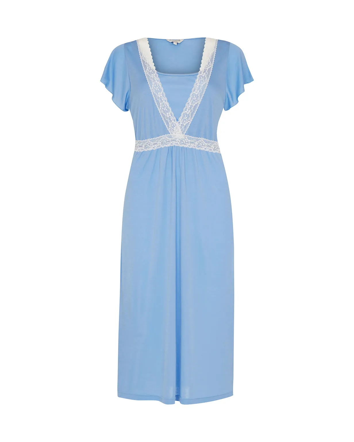 Maternity & Nursing Short Sleeve Lyocell Nightdress - Sky