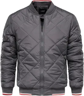 Mens Bomber Jackets Diamond Quilted Fall Winter Puffer Jacket Rib Varsity Lightweight Padded Coats for Men