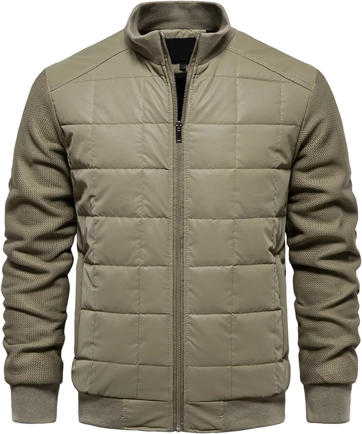Mens Quilted Flight Bomber Jackets Lightweight Packable Puffer Varsity Coats Warm Winter Zip Up Hiking Padded Coats