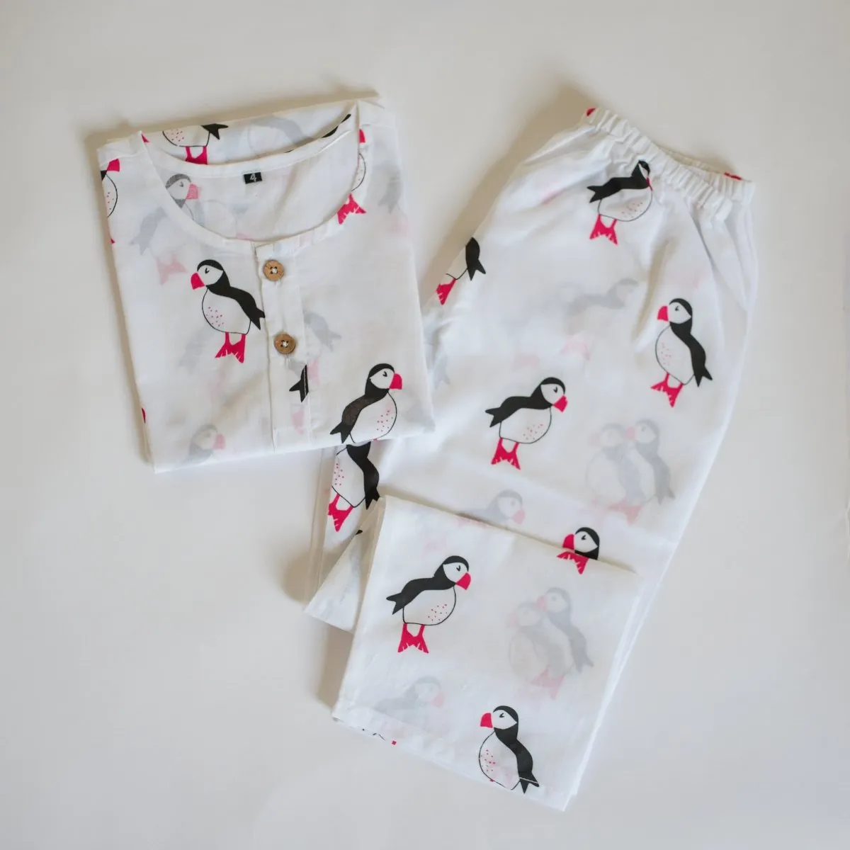 Mr. Puffin- Unisex Kids Cotton Nightwear