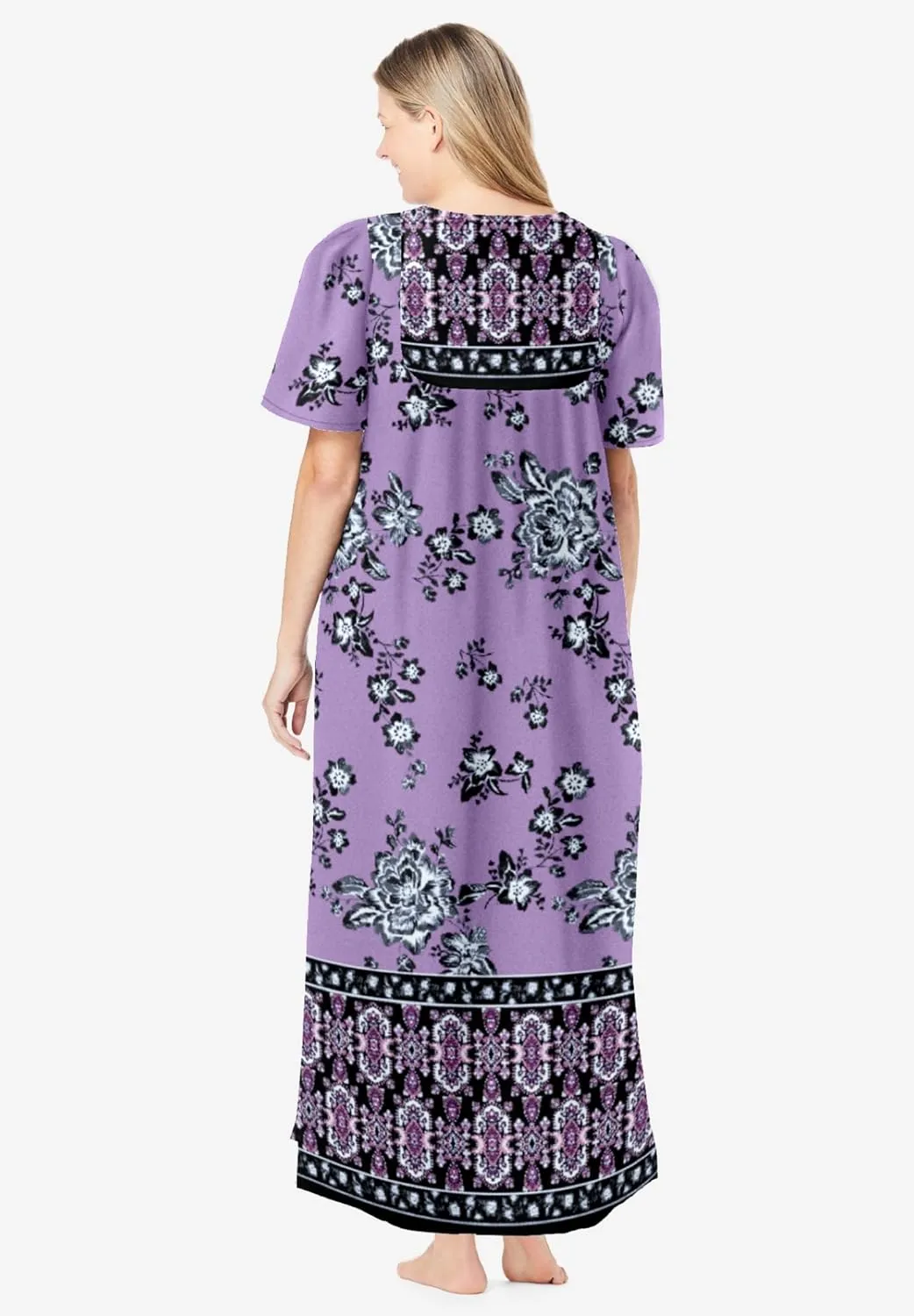 Only Necessities Women's Plus Size Bib Front Lounger House Dress, Nightgown