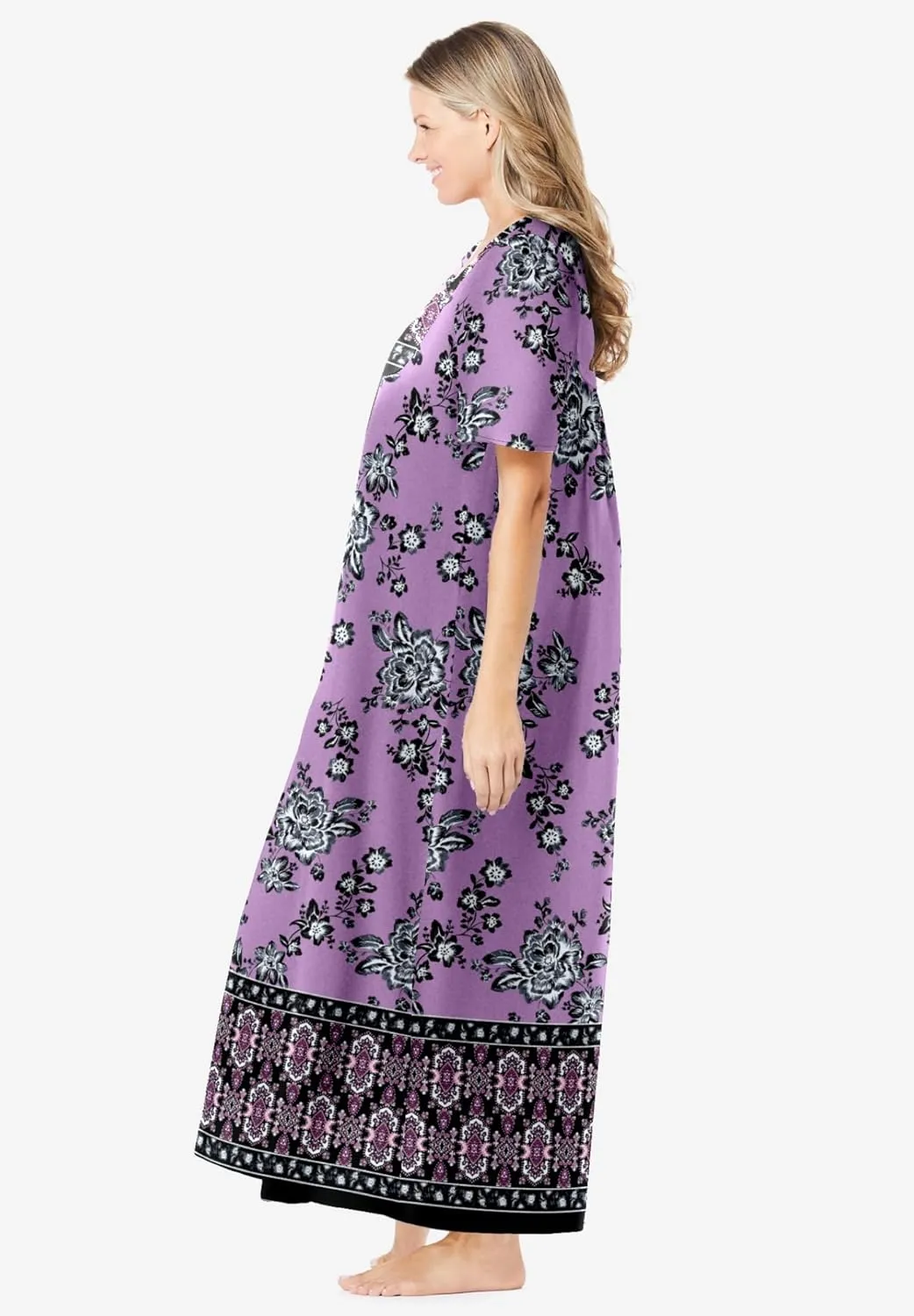 Only Necessities Women's Plus Size Bib Front Lounger House Dress, Nightgown